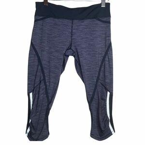 Lululemon Run For Your Life Crop Capri Plum Hyper Stripe Mesh Back Pocket Sz 12